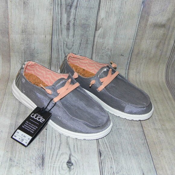 HEY DUDE Wendy Boho Grey Slip On Shoes Womens Size 8 NWT - Picture 1 of 8